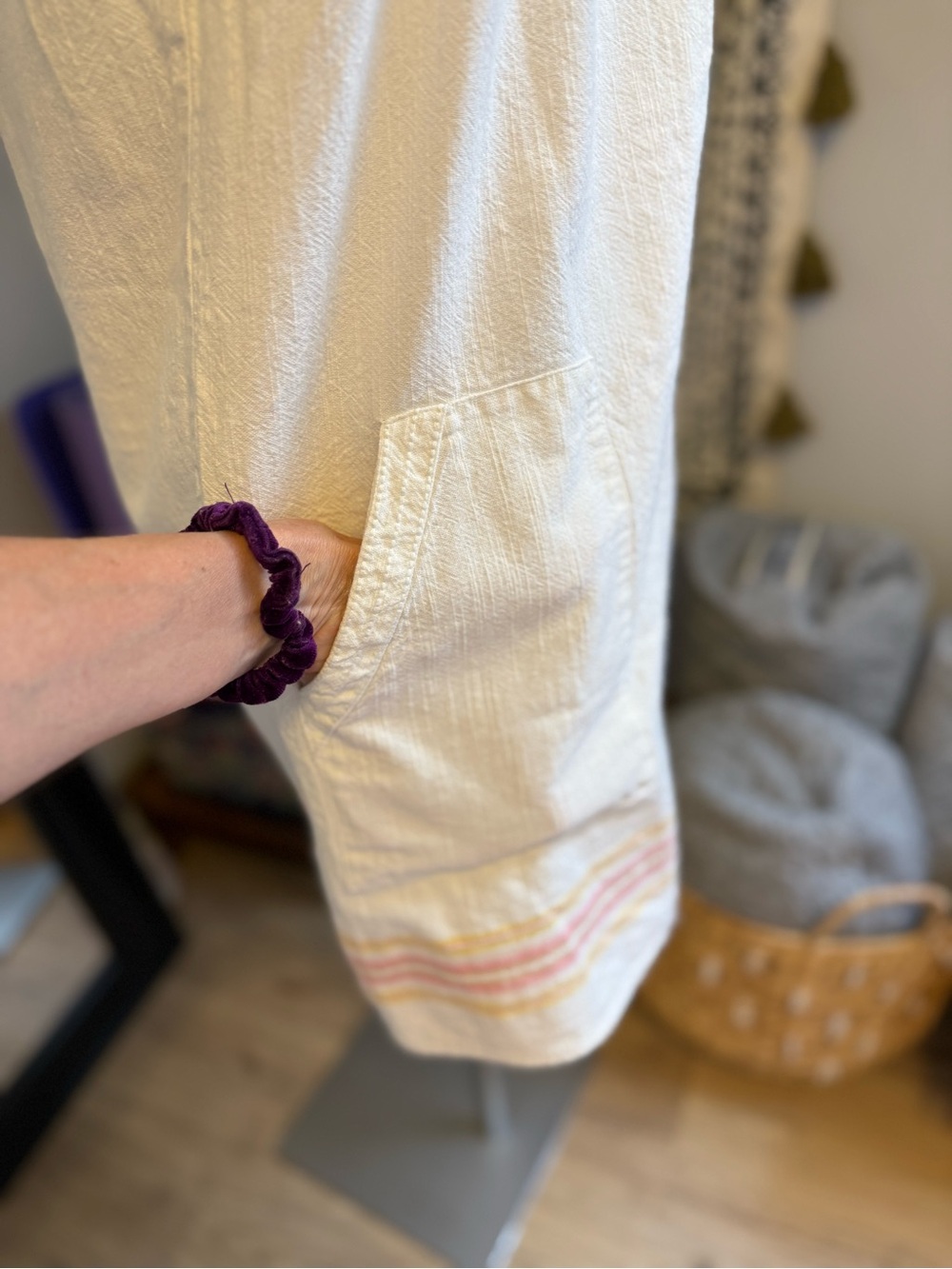 Faherty White Cotton Sundress with Pink & Yellow Trim - Picture 4 of 6
